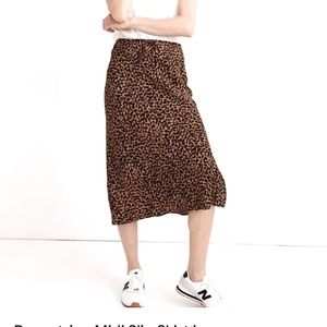 Madewell drawstring leopard midi skirt